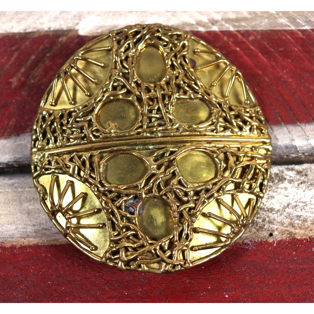 Vintage Fashion Signed Luciano Brass Colored Belt Buckle